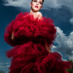 Model posing for a seasonal fashion editorial photographed in Phoenix, Arizona.