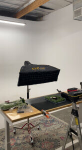 Lighting setup for HerbaVeda product photography at a Phoenix studio