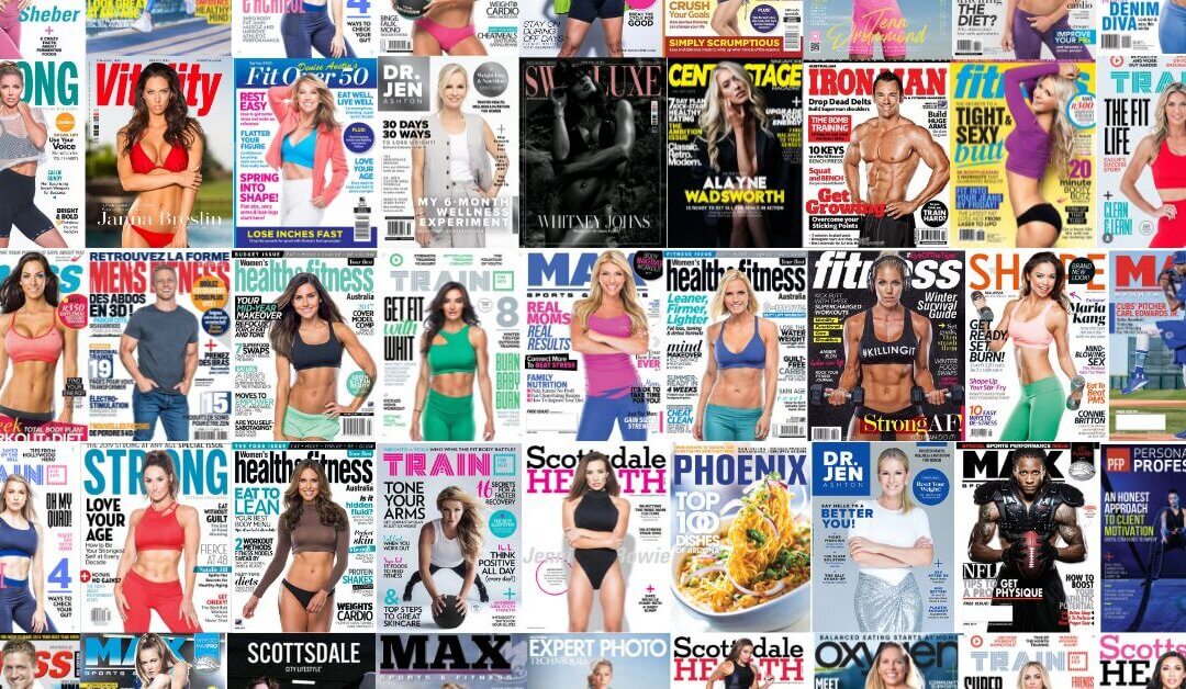 Collage of magazine covers photographed by Phoenix commercial photographer James Patrick